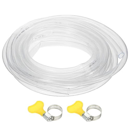 PATIKIL 1pcs Plastic Tubing, 16mm x 19mm x 10M Vinyl Tubing Clear Tube with Hose Clamps, Soft Hose Line Pipe for Multipurpose Industrial Vinyl Aquarium - size: 16mm x 19mm x 10M