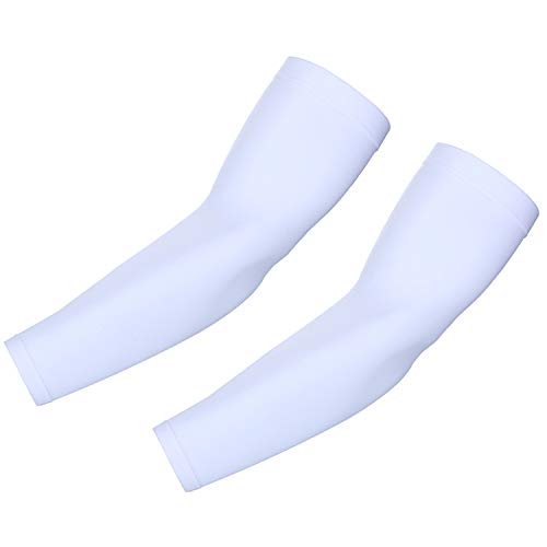 Arm Sleeves for Women Men Hand Cover Cooling Compression Arm Sleeve Tattoo Cover Up Sleeves to Cover Arm Warmers - color: White