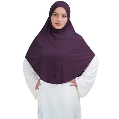 Instant Hijab for Women Muslim Stretchy Prayer Hijab Islamic Headscarf - color: Dark Purple