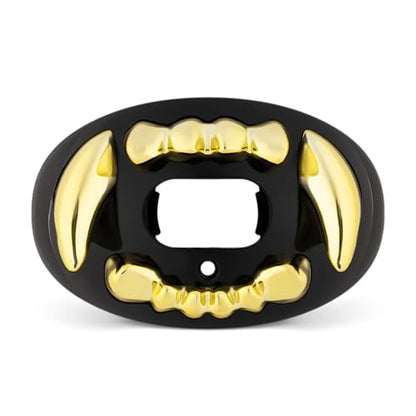 Battle Sports 3D Apex Predator Oxygen Football Mouthguard, Gold Chrome | Maximum protection, Safe secure comfortable fit, Built-in airflow channels, Advanced composite material, No boiling required - color: Gold Chrome