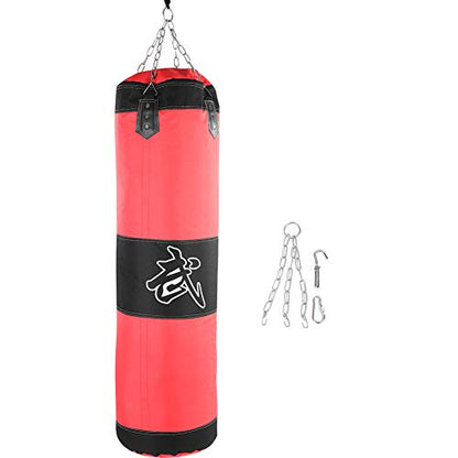 Bnineteenteam Heavy Punching Bag,Training Boxing Bag with Chain for Adults Men Women(Empty) - color: Red, size: 100cm