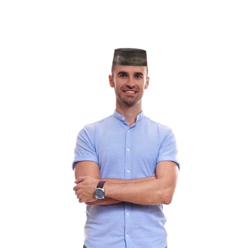 SIQITECHNO Men Muslim Prayer Kufi Hat Embroidered Kofia Topi Islam Kufi Hat Arab Hajj Mosque Prayer Headwear Ramadan Eid - color: Style B, 4pcs