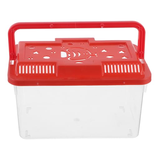 Yardwe Small Plastic Reptile Tank with Handle Turtle Box Medium Fish Breeding Carrier for Hamsters Crabs Lizards Aquarium Transport