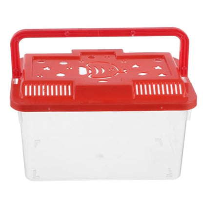 Yardwe Small Plastic Reptile Tank with Handle Turtle Box Medium Fish Breeding Carrier for Hamsters Crabs Lizards Aquarium Transport