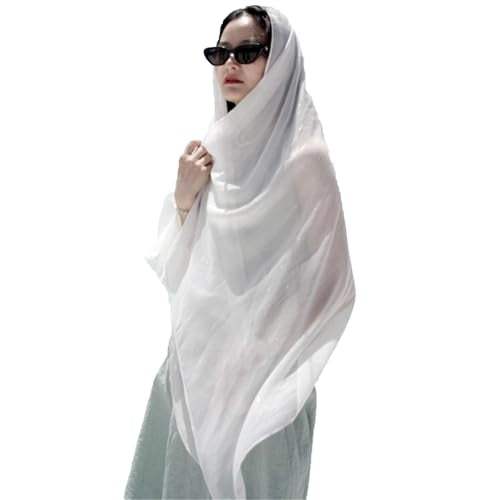 Women Hijab Chiffon Head Scarf Lightweight Shimmer Scarves Crepe Wedding Shawls and Wraps for Evening Dresses Shiny - color: White 14#