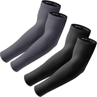 Arm Sleeves, UV Sun Protection Cooling Arm Covers for Men/Women | UPF 50+ UV protection; Sweat-wicking & cooling; Non-slip design; Lightweight & breathable - color: 2 Pairs - Black+dark Gray