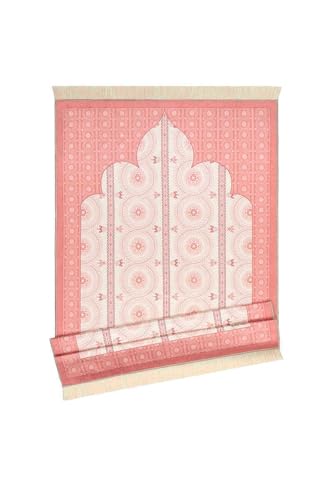 Prayer Rug Velvet Carpet Mat Powder Pink Polyester Chenille Base Non-Slip Soft Comfortable Islamic Muslim Prayer Rug for Women Girls - Powder Pink, 26x45 inch