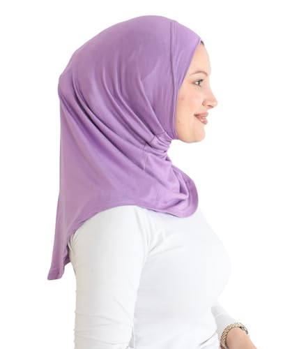 Prien Sport Instant Hijab For Women, Muslim Cotton Turban, Soft Head Scarf, Ready To Wear Hijabs Prayer Clothes, Islamic Wear - color: Lilac