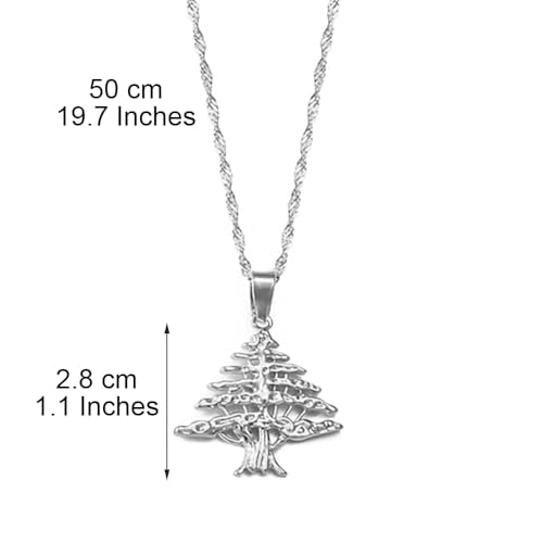 Liban Pendants Necklaces Lebanese Cedar Jewelry Lebanon Map Eastern Rite Church Maronite Cross Allah Symbol - color: Silver Color 4