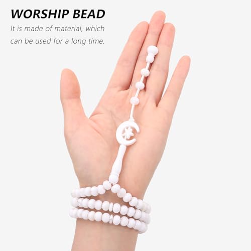 2pcs Muslim Prayer Beads Tasbih 99 Beads Allah & Muhammad - White - color: White