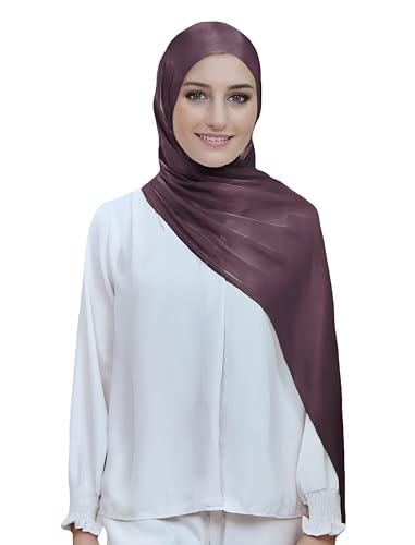 Lina & Lily Sheen Shimmer Women's Crepe Scarf Shawl Wrap Head Hijab Lightweight - color: Dark Plum