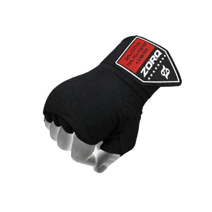 ZORQ Boxing Hand Wraps - Professional Mexican Style Semi-Elastic Handwraps for Boxing, MMA, Muay Thai & Kickboxing - 4.5M Inner Gloves with Thumb Loop & Secure Hook & Loop Closure - color: Black