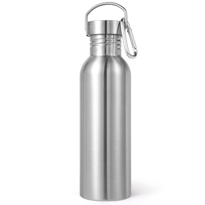 Volhoply 26oz Uninsulated Single Walled Water Bottle, Stainless Steel Reusable Water Bottles with Handle & Carabiner, BPA Free Wide Mouth Water Bottles for Gym Sports Camping(Silver,1) - color: Silver