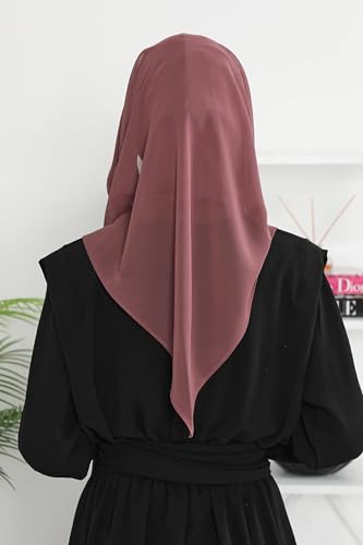 Aisha's Design Pre-tied Cotton-Chiffon Scarf for Women Practical Veil Instant Scarf Hijab Stylish Design - color: Dusty Rose