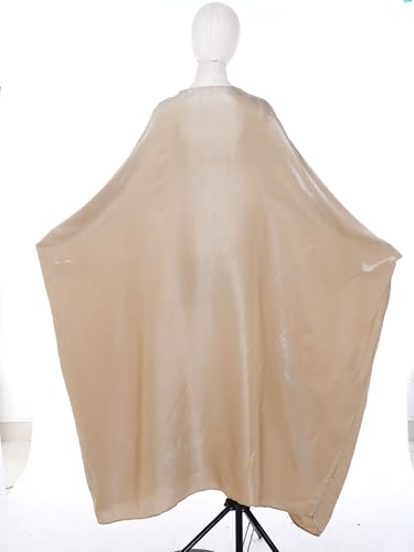 Shinsto Women Satin Prayer Dress Kaftan Robe Musulmane Femme Flashy Gown Luxury Party Wear Nightclub Outfit - color: Khaki, size: 2