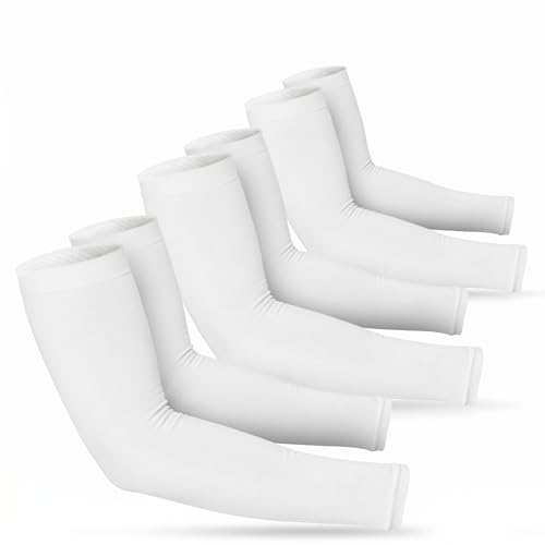 SportsTrail Cooling Arm Sleeves for Men & Women – Breathable, UV Sun Protection, Sports Arm Sleeves for Women, Men & Youth - color: 3 Pairs: White