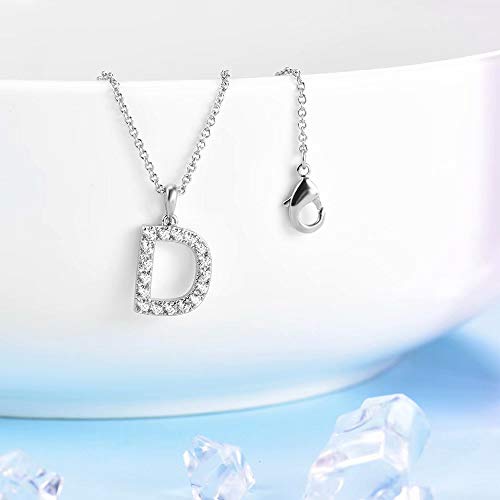Tarsus Initial Cubic Zirconia Necklace Jewelry Gifts for Women Adjustable Chain 18" + 2" - style: Silver-D-Diamond style