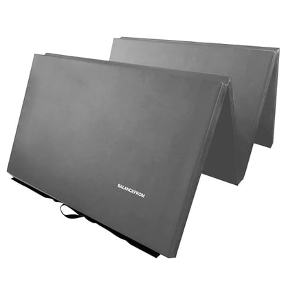 BalanceFrom 6x4 Feet 4-Panel Folding Gymnastics Mat – 2-Inch Thick Pad with Vinyl Surface and Carrying Handles for Tumbling, Yoga, Pilates, Home Workouts, and Martial Arts