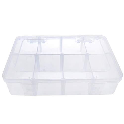 Xiaoyztan 12-Bin Clear Plastic Organizer with Adjustable Divider 7.3x4.9in | 12-grid organizer with adjustable dividers for jewelry, beads, tackle, and crafts - size: 8.8x6.6x2.3 in