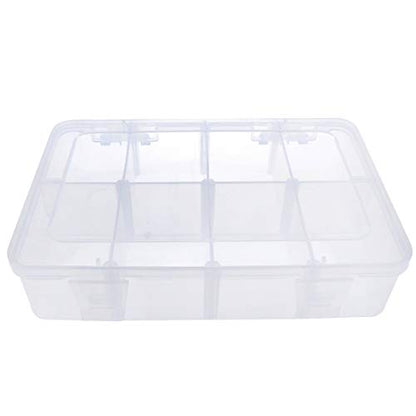 Xiaoyztan 12-Bin Clear Plastic Organizer with Adjustable Divider 7.3x4.9in | 12-grid organizer with adjustable dividers for jewelry, beads, tackle, and crafts - size: 8.8x6.6x2.3 in