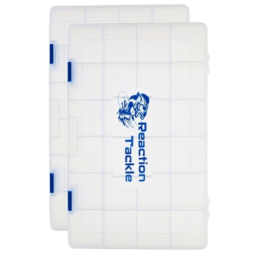 Reaction Tackle Basic Tackle Trays, Clear Plastic Utility Box Organizers with Removable Dividers for Lures, Hooks and Terminal Rigs, Fits Tackle Bags and Boxes - 3700 (2-Pack) - size: 3700 (2-Pack)