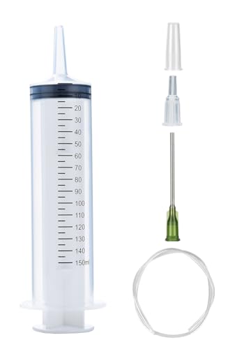 150ml Syringe with 27.6 Inch Tube and Blunt Needle 14G 1.5”, Large Plastic Syringe for Scientific Labs, Nutrient Measuring, Watering, Refilling - style: 150 ml