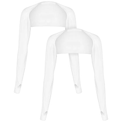 2 Pack Cooling Shawl Arm Sleeves Sun Sleeves for Women UV Protection Arm Sleeve with Finger Hole for Golfing - color: White