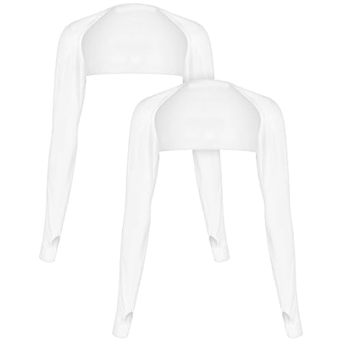 2 Pack Cooling Shawl Arm Sleeves Sun Sleeves for Women UV Protection Arm Sleeve with Finger Hole for Golfing - color: White