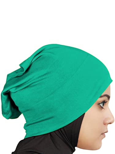 MyBatua Women's 2-Piece Al-Amira Hijab with Under Scarf/Cap/Bonnet in Soft Viscose Jersey, Ready to Wear HJ-129 - color: Aqua Green