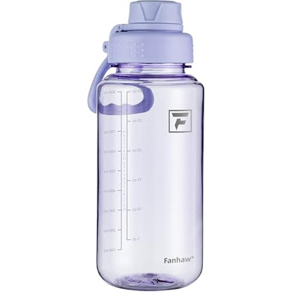 Fanhaw 32 oz Clear BPA-Free Tritan Water Bottle with Fast-Flow Spout Lid, BPA-Free & Leak-Proof Wide-Mouth Reusable Bottle for Gym, School & Office, Back to School Essentials (Amethyst) - color: Amethyst