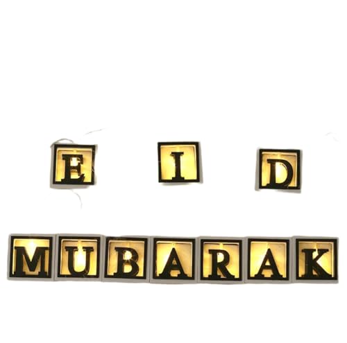 Eid Mubarak Wooden String Lights