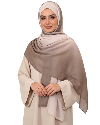 RARITYUS Fashion Gradient Color Hijab Scarf for Women Glitter Modal Instant Muslim Islamic Hijab Head Wraps Long Shawls - color: Khaki