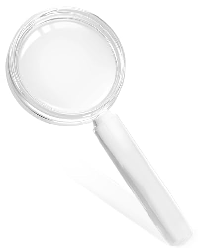 MAGDEPO 3X Handheld Magnifier 2-in-1 Clear Acrylic Magnifying Glass Lightweight with Bar Magnifying Handle for Reading Small Prints, Documents, Hobbies