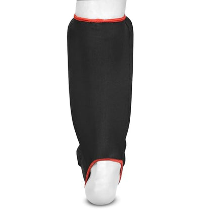 Muay Thai Shin in Step, Kickboxing MMA Boxing Training Elasticated Breathable Leg Foot Guard Socks Pair - color: Black, size: X-Small
