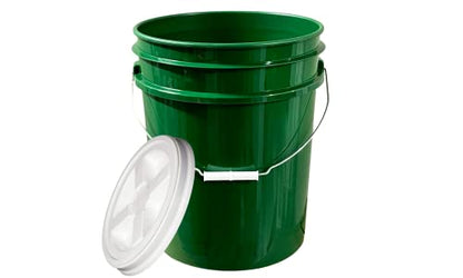 5 Gallon Food Grade BPA Free Bucket Pail with Air Tight Double Gasket Screw on Lid (Pack of 2) Light Blue and Green containers with White lids