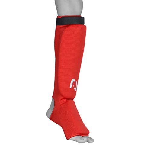 UFG Ultimate - Cloth Shin Instep Guard - Karate MMA Boxing Muay Thai Training Protection - color: Red, size: Large-X-Large