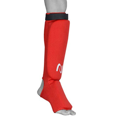 UFG Ultimate - Cloth Shin Instep Guard - Karate MMA Boxing Muay Thai Training Protection - color: Red, size: Large-X-Large