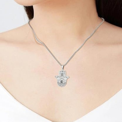 Spiritual Fatima Hand Hamsa Pendant Evil Eye Vintage Jewelry Men Women Amulet Necklace