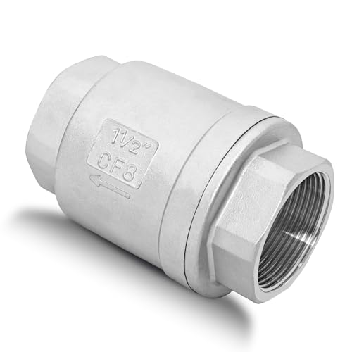 1-1/2" NPT Vertical Spring Check Valve Stainless Female Thread 1000WOG DN40 | Non-Return Heavy-Duty Lift Spring Design, Prevent Backflow, Protects Pumps, Quick Shutoff, for Vertical Piping, Water Oil Gas - size: 1-1/2"-NPT