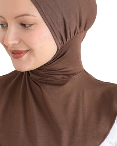 Prien Sport Hijab For Women, Muslim Head Scarf, Flexible Turban Girls, Chic Islamic Wear For Gym, Neck Collar Bonnet Viscose - color: Brown