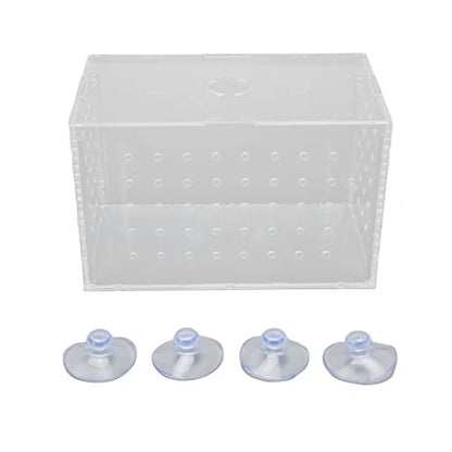 Fish Breeder Box, Aquarium Fish Breeding Box, High Transparency Acrylic Hatchery Incubator with Suction Cups for Baby Fish Shrimp Clownfish Isolation and Rearing (14 * 8 * 9CM) - size: 14*8*9CM