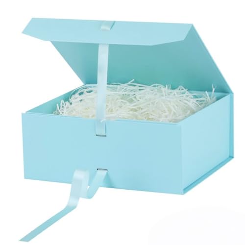 GoooodGift Large Gift Box Blue 1 Pack 13.5x11x5.3 inch Luxury Gift Box for Presents with Magnetic Closure Lid Collapsible,Birthday,Christmas,Wedding,Contains Shredded Paper Filler - color: Blue-13x11x5.3 Inch (Pack of 1)