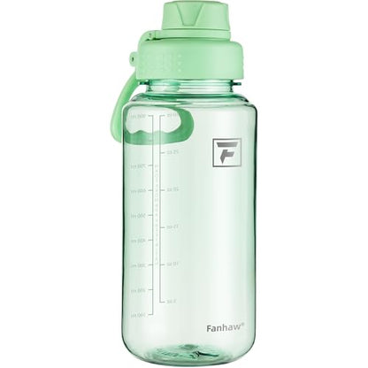 Fanhaw 32 oz Clear BPA-Free Tritan Water Bottle with Fast-Flow Spout Lid, BPA-Free & Leak-Proof Wide-Mouth Reusable Bottle for Gym, School & Office, Back to School Essentials (Glow Green) - color: Glow Green