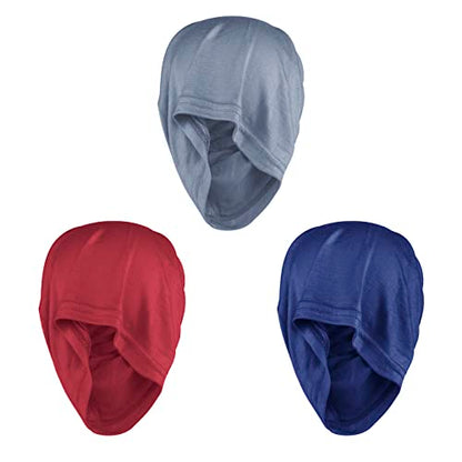 PURFUN 3 Pcs Muslim Inner Hijab Caps Women Solid Color Under Hijab Caps Stretchy Breathable Full Cover Undercap Tube Bonnet - color: Red+navy+grey