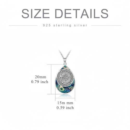 PROESS 925 Sterling Silver Hamsa/Allah Necklace Evil Eye Amulet Jewelry Gifts for Men Women - style: Teardrop Allah