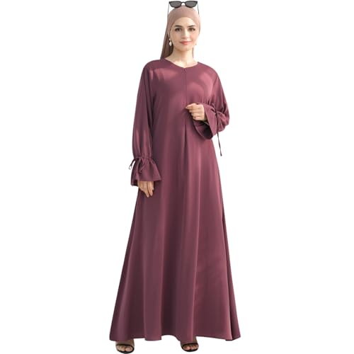 khalat Women's Muslim Kaftan Abaya Dress Eid Prayer Dress for Women Islamic Daily Dress Smooth Flowy Muslim Women Clothes - color: Purple, size: Small