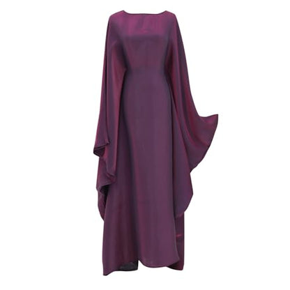 Muslim Dresses for Women One-Piece Prayer Dress Batting Long Robe Long Sleeve Maxi Kaftan Islamic Clothes Set - color: Wine, size: Large