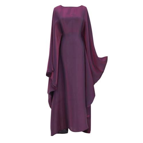Muslim Dresses for Women One-Piece Prayer Dress Batting Long Robe Long Sleeve Maxi Kaftan Islamic Clothes Set - color: Wine, size: Small