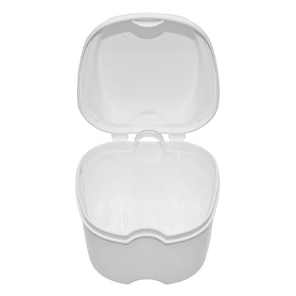 Denture Case, Denture Box with Strainer, Night Cleaner Denture Bath Box for Retainer, Mouthguard, False Teeth, and Denture Cleaning (White) - color: White