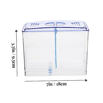 HANABASS Acrylic Fish Breeding Box Miniature Isolation Tank for Betta Fish Double Compartment Design for Sick Aggressive Fish Transparent Observation Durable Aquarium Hatchery